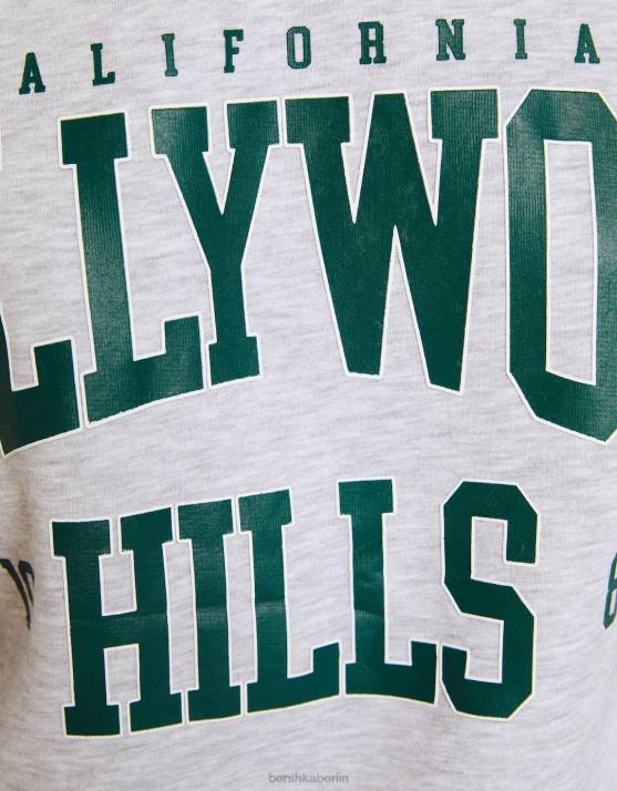 grau Bershka Frauen Übergroßes bedrucktes Sweatshirt H00J1217