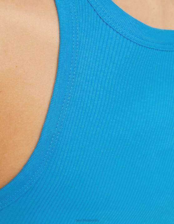 Blau Bershka Frauen Geripptes Tanktop H00J421