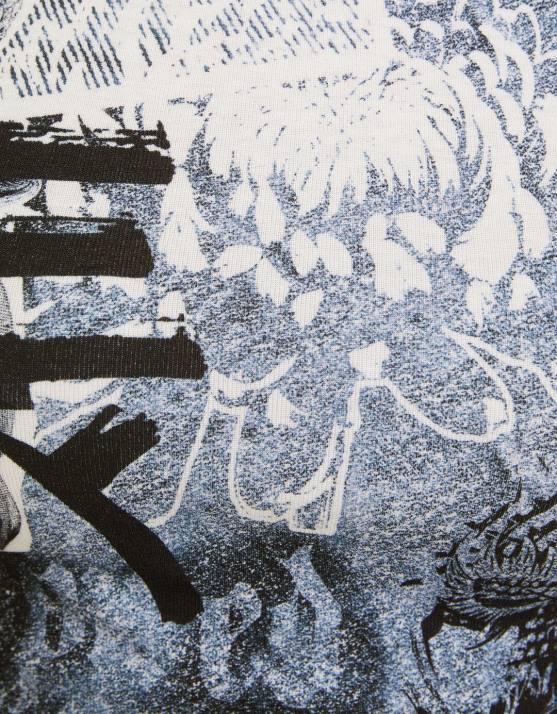 Creme Bershka Frauen Kurzarm-T-Shirt mit Aufdruck H00J599