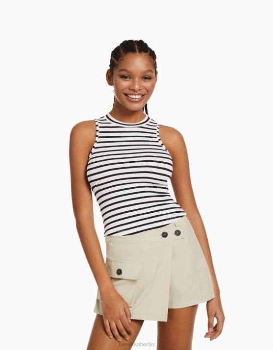 Creme Bershka Frauen Muskelshirt H00J395