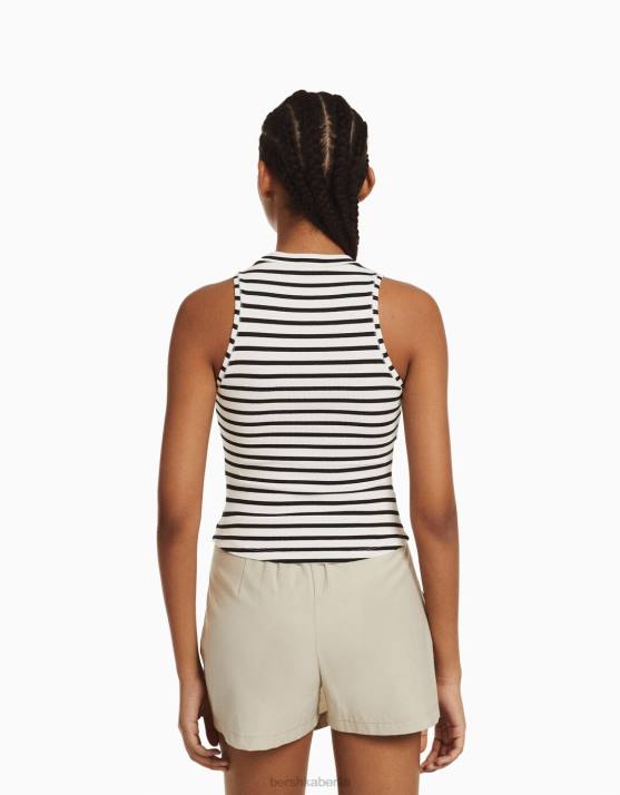 Creme Bershka Frauen Muskelshirt H00J395