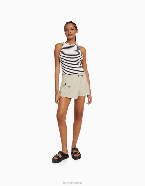 Creme Bershka Frauen Muskelshirt H00J395