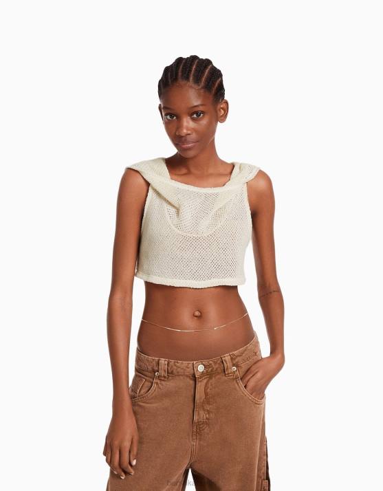 Creme Bershka Frauen Muskelshirt H00J489