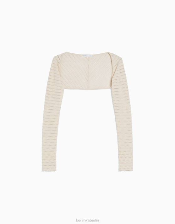 Creme Bershka Frauen Offen gestrickte Armstulpen H00J304