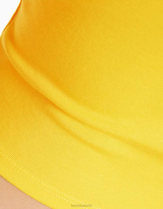 Gelb Bershka Frauen Kurzarm-T-Shirt mit Aufdruck H00J582