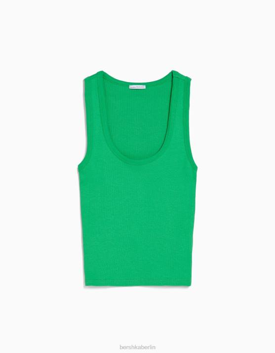 Grün Bershka Frauen Geripptes Tanktop H00J317
