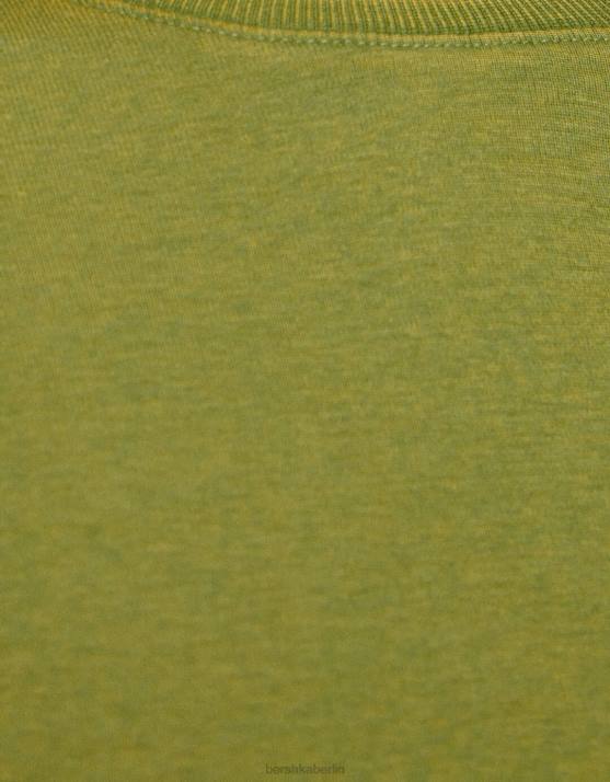 Grün Bershka Frauen Tailliertes Kurzarm-T-Shirt H00J479