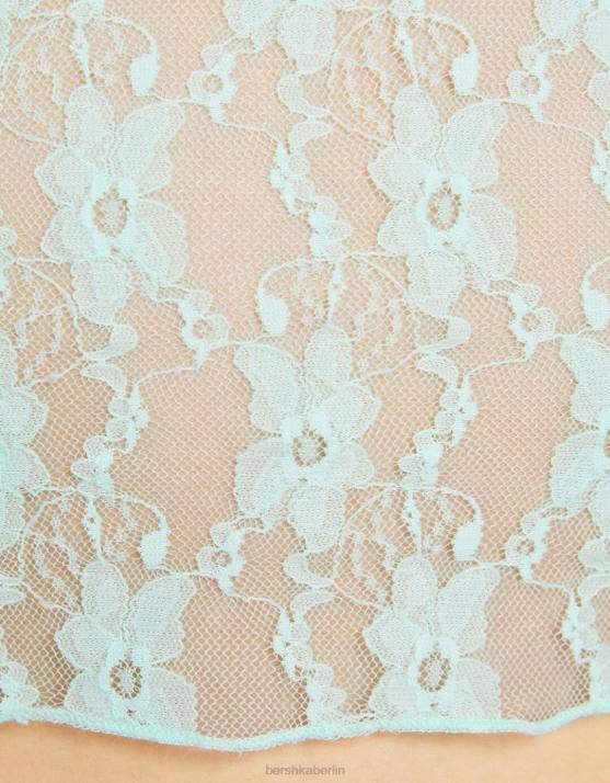 Grün Bershka Frauen ärmelloses Spitzenhemd H00J399