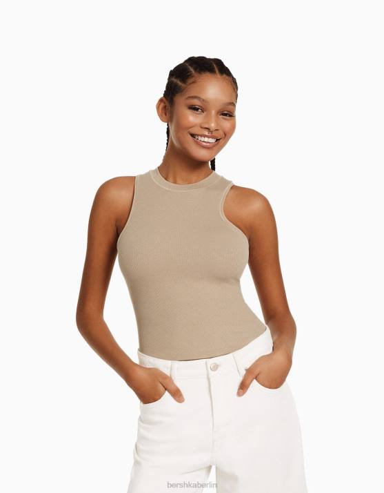 Kamel Bershka Frauen Muskelshirt H00J396