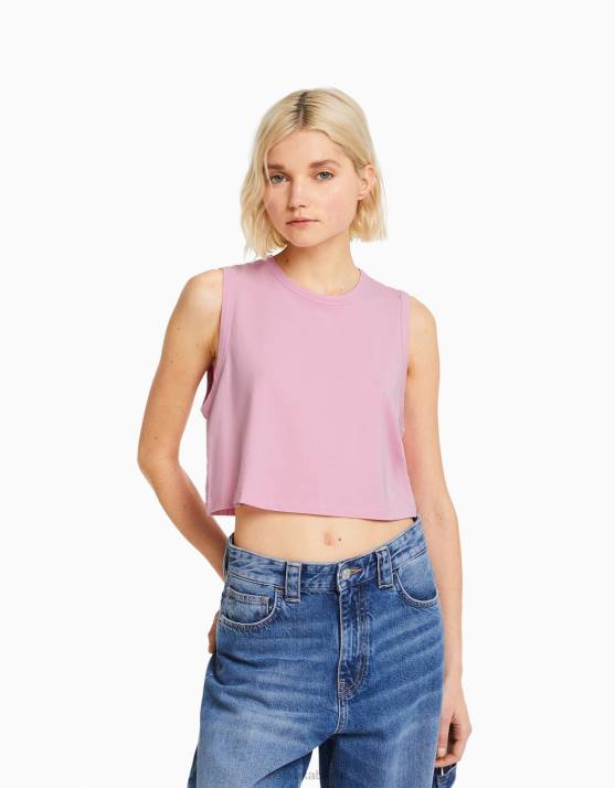 Rosa Bershka Frauen Muskelshirt H00J459
