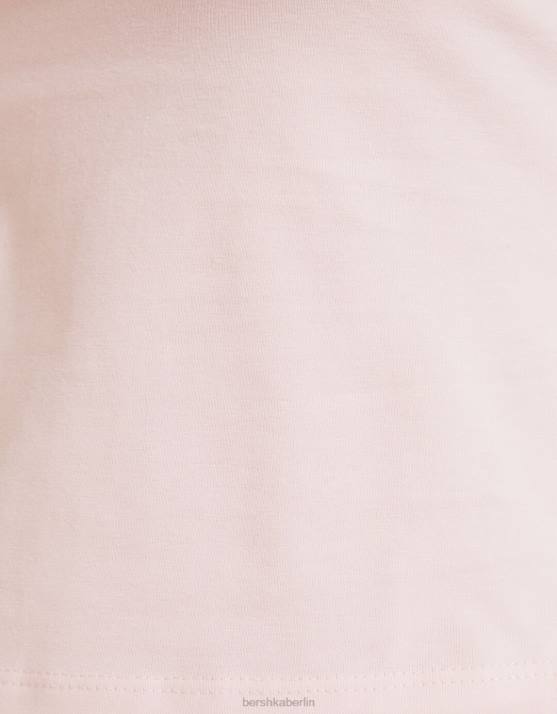 Rosa Bershka Frauen Tailliertes Kurzarm-T-Shirt H00J618
