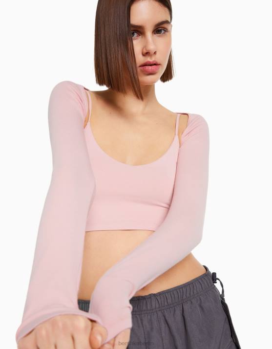 Rosa Bershka Frauen einfache Armstulpen H00J389