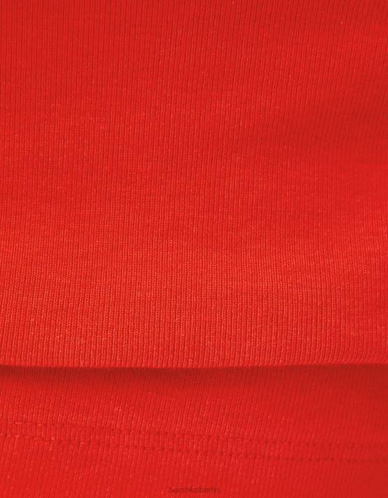 Rot Bershka Frauen Tailliertes Kurzarm-T-Shirt H00J522