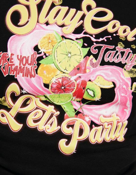 Schwarz Bershka Frauen Bedrucktes ärmelloses T-Shirt mit gerafften Seiten H00J631