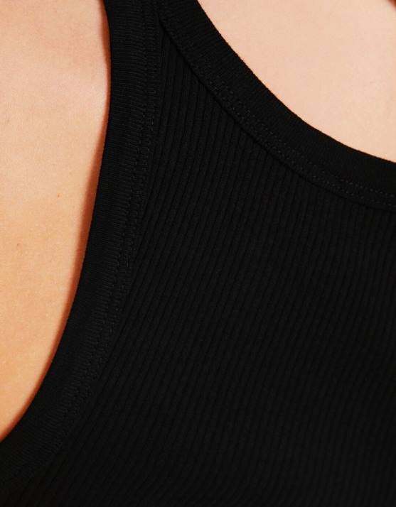 Schwarz Bershka Frauen Geripptes Tanktop H00J333