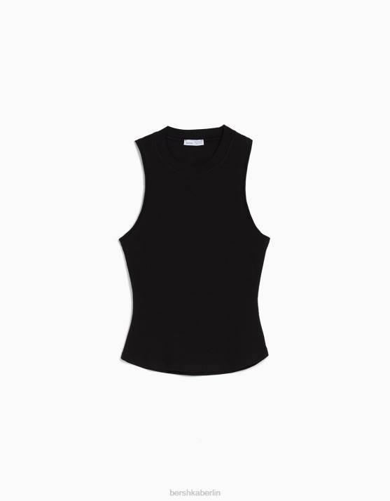 Schwarz Bershka Frauen Muskelshirt H00J394