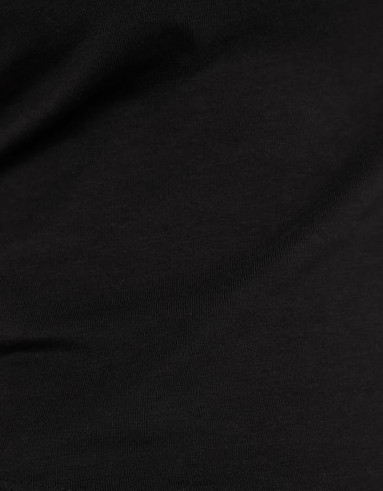 Schwarz Bershka Frauen Tailliertes Kurzarm-T-Shirt H00J619