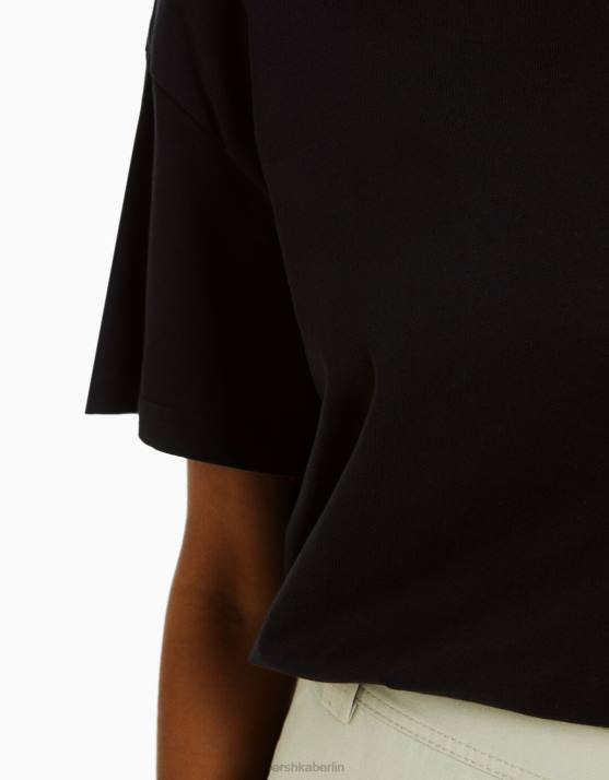 Schwarz Bershka Frauen übergroßes Kurzarm-T-Shirt H00J324