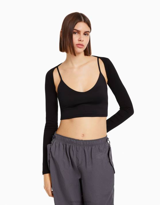 Schwarz Bershka Frauen einfache Armstulpen H00J392