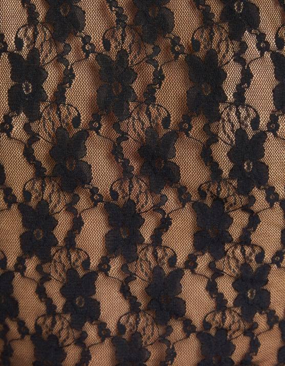 Schwarz Bershka Frauen ärmelloses Spitzenhemd H00J397