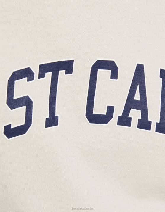 Stein Bershka Frauen Bedrucktes Langarm-T-Shirt mit Polokragen H00J620