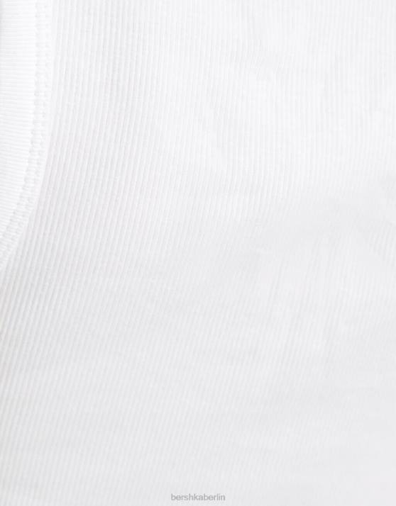 Weiss Bershka Frauen Geripptes Tanktop H00J313