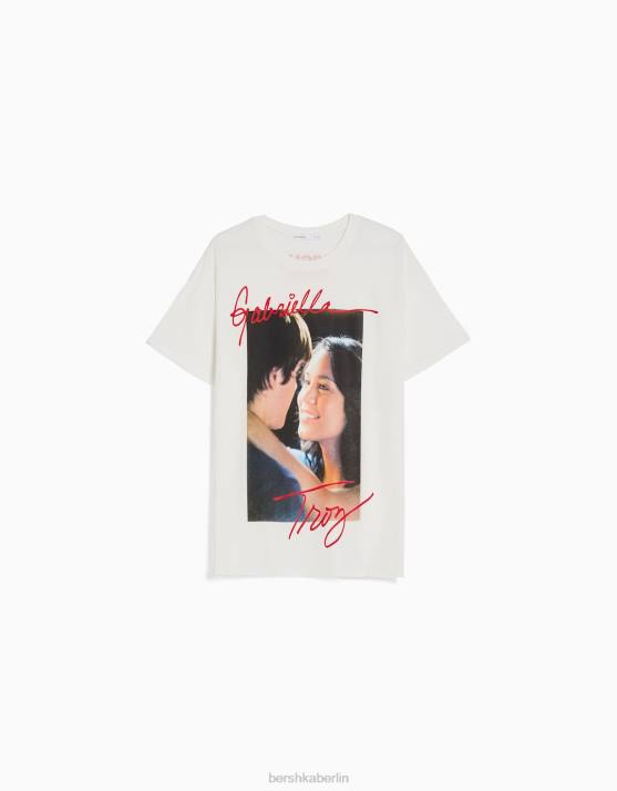 Weiss Bershka Frauen Kurzärmliges T-Shirt mit High-School-Musical-Print H00J485