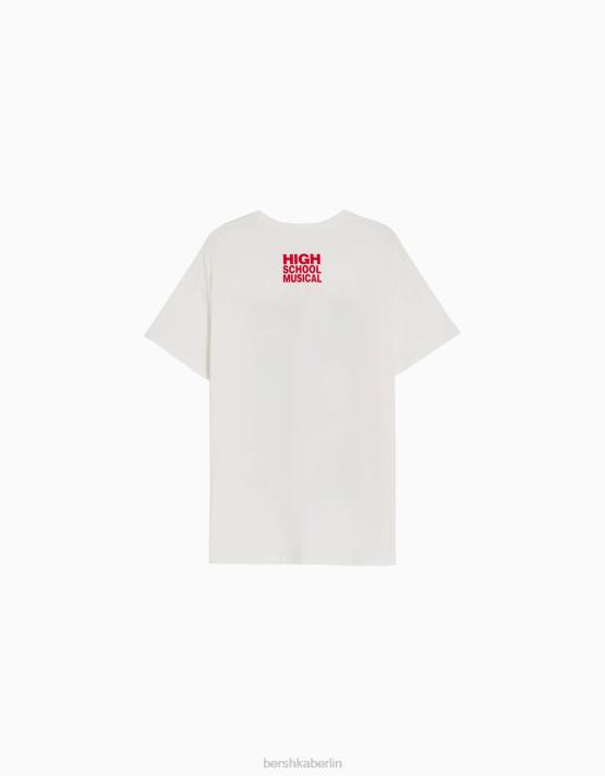 Weiss Bershka Frauen Kurzärmliges T-Shirt mit High-School-Musical-Print H00J485