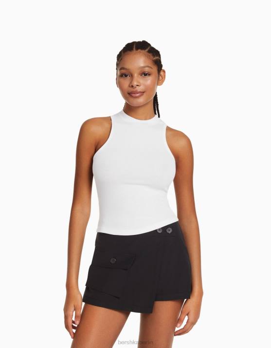 Weiss Bershka Frauen Muskelshirt H00J393