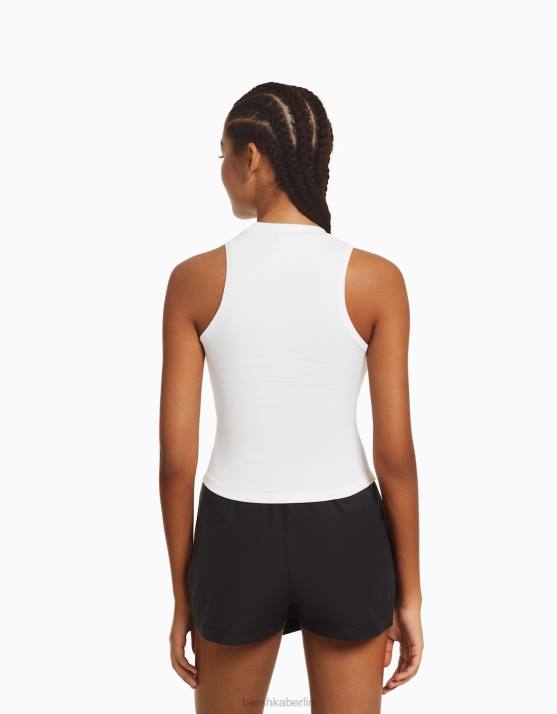 Weiss Bershka Frauen Muskelshirt H00J393