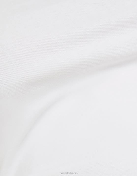 Weiss Bershka Frauen Tailliertes Kurzarm-T-Shirt H00J617