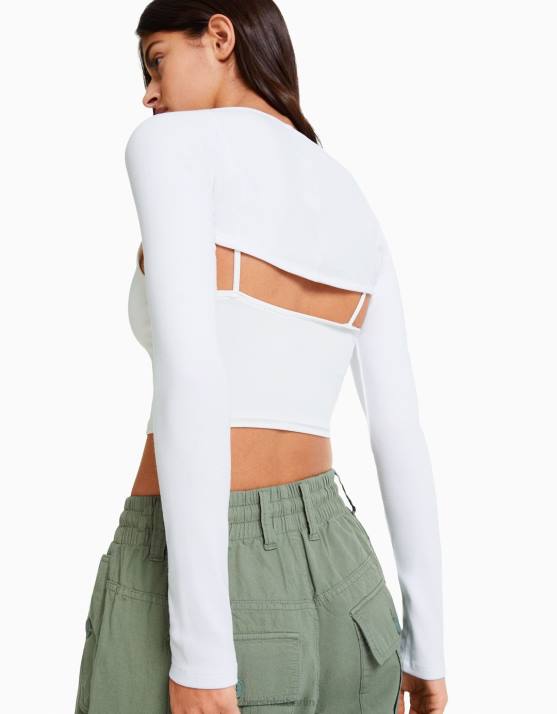 Weiss Bershka Frauen einfache Armstulpen H00J390