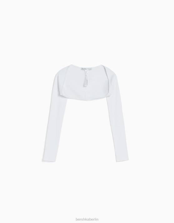 Weiss Bershka Frauen einfache Armstulpen H00J390