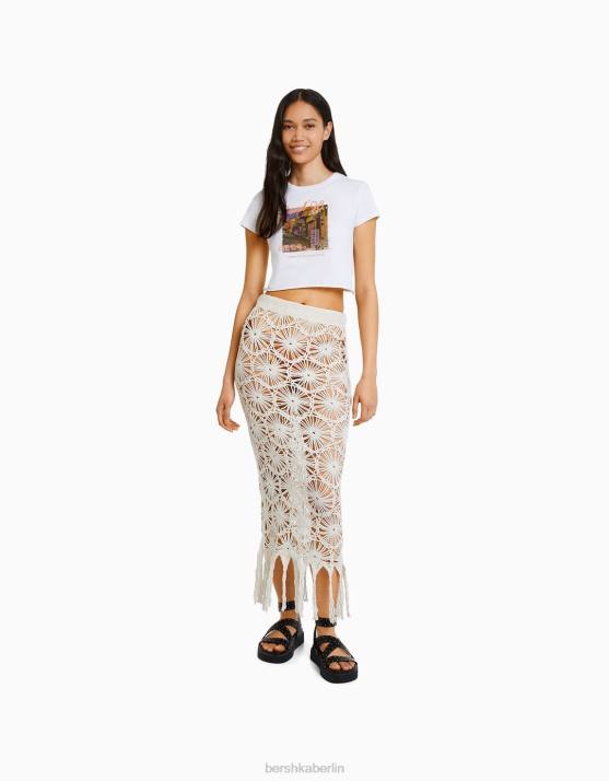 andere Bershka Frauen Kurzarm-T-Shirt mit Aufdruck H00J365