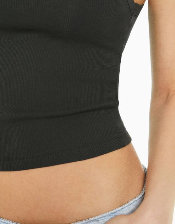 dunkelgrau Bershka Frauen Geripptes Tanktop H00J312