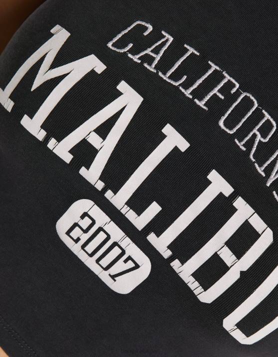 dunkelgrau Bershka Frauen Kurzarm-T-Shirt mit Print H00J492