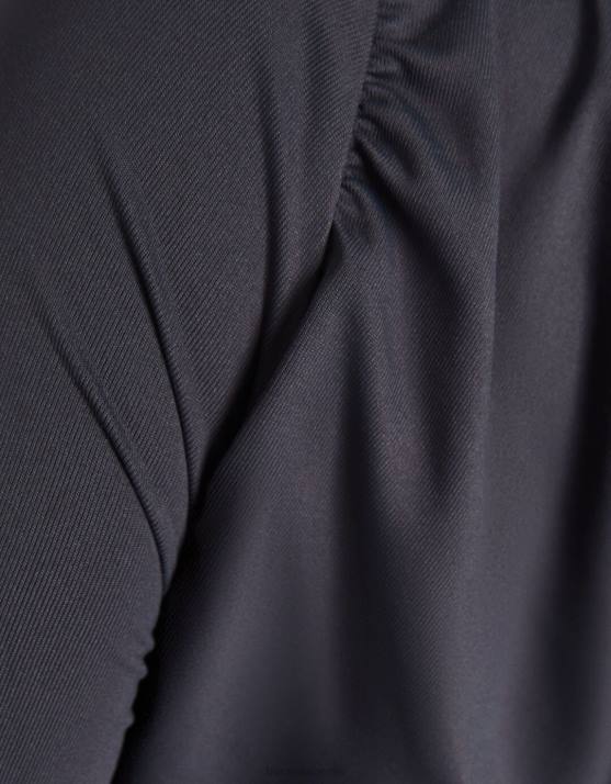 dunkelgrau Bershka Frauen Langärmliges, asymmetrisches T-Shirt H00J384