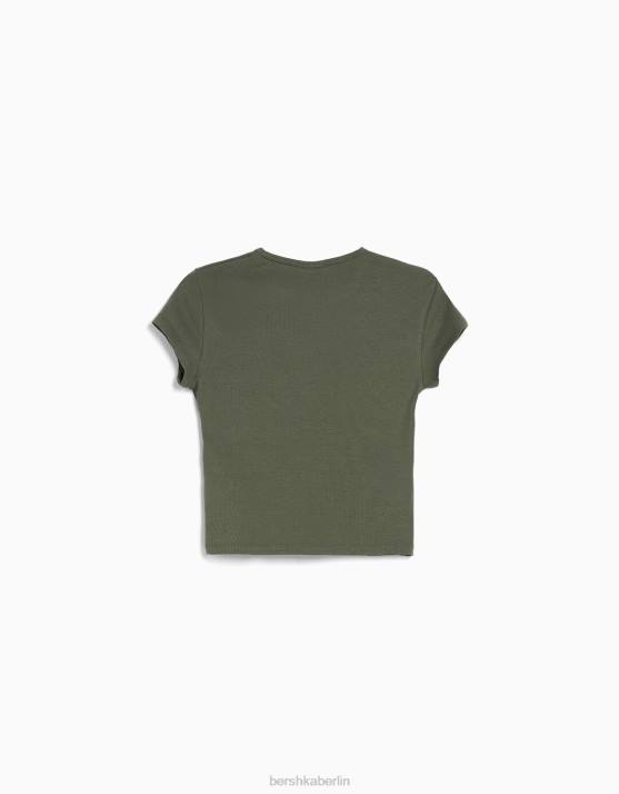 exklusiv Bershka Frauen Geripptes Kurzarm-T-Shirt H00J345
