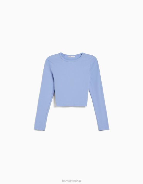 exklusiv Bershka Frauen Geripptes Langarm-T-Shirt H00J575