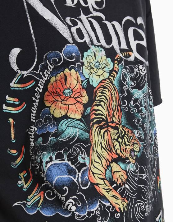 grau Bershka Frauen Kurzarm-T-Shirt mit Aufdruck H00J361