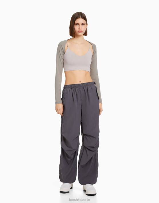 grau Bershka Frauen einfache Armstulpen H00J391