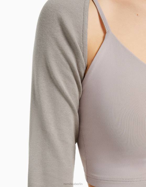 grau Bershka Frauen einfache Armstulpen H00J391