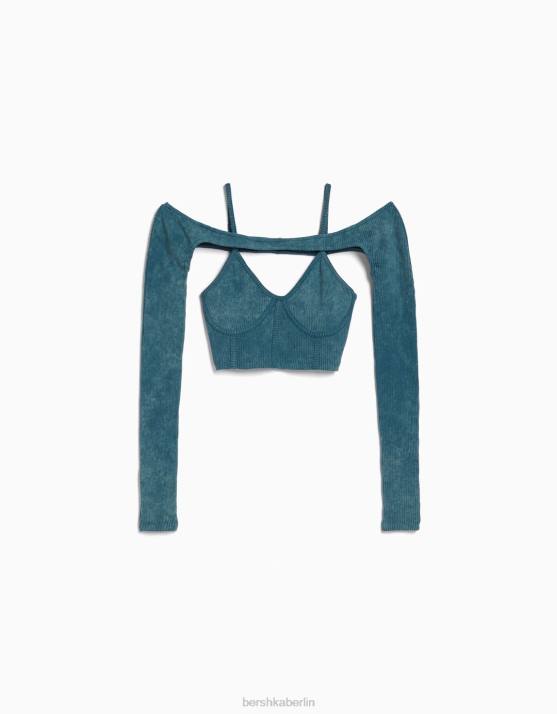 hellblau Bershka Frauen Trägertop mit verblassten Armstulpen H00J400
