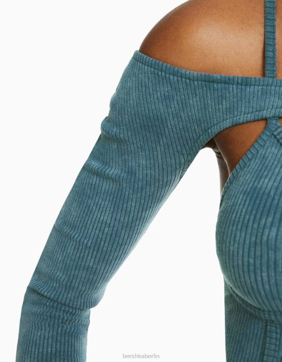 hellblau Bershka Frauen Trägertop mit verblassten Armstulpen H00J400