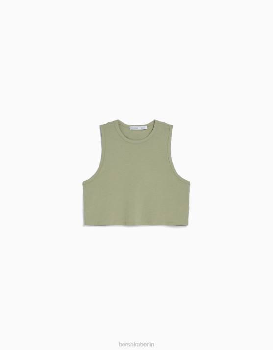khaki Bershka Frauen Muskelshirt H00J458