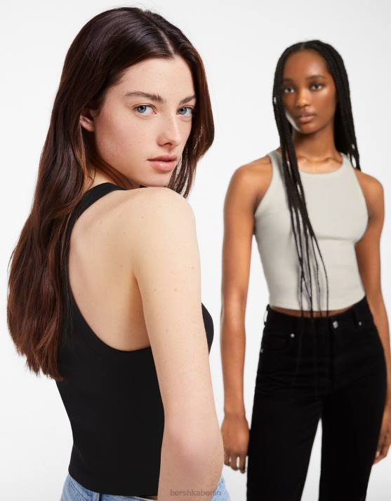 mehrfarbig Bershka Frauen 2er-Pack ärmellose Rippoberteile H00J307
