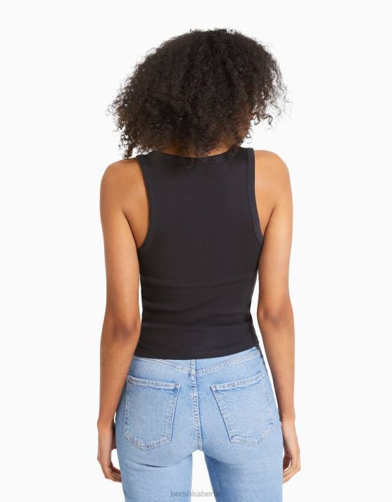 mehrfarbig Bershka Frauen 2er-Pack ärmellose Rippoberteile H00J402