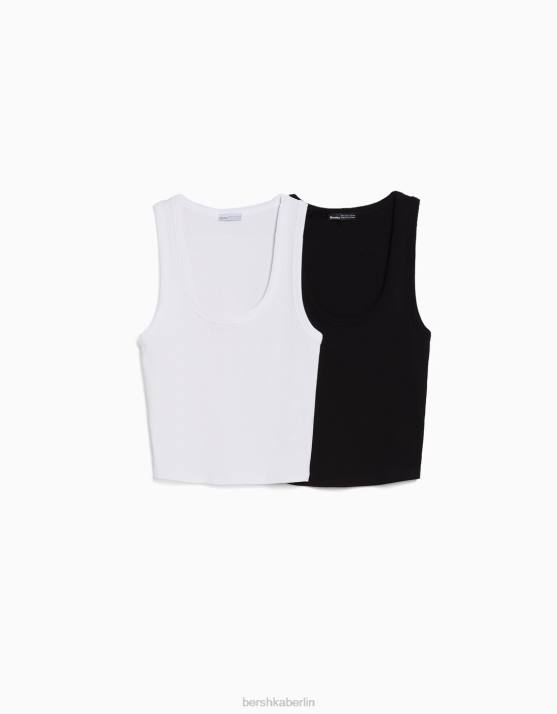 mehrfarbig Bershka Frauen 2er-Pack ärmellose Rippoberteile H00J403
