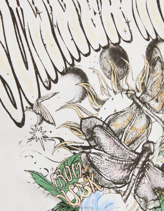 nicht-gerade weiss Bershka Frauen Kurzarm-T-Shirt mit Aufdruck H00J360