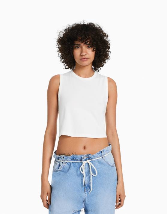 nicht-gerade weiss Bershka Frauen Muskelshirt H00J460